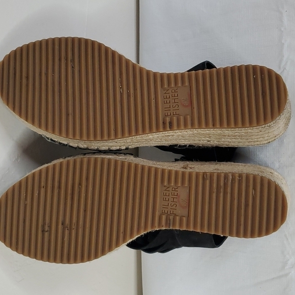 Eileen Fisher Largo Black Suede Espadrille Wedge Sandals size 8.5 - Picture 10 of 14